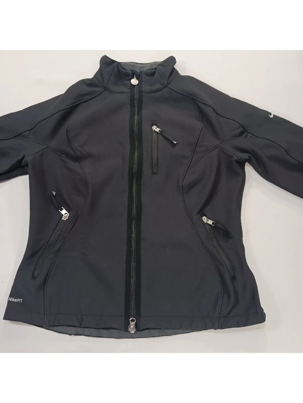 NIKE Fit Therma Softshell Full Zip Jacket Pockets Men's Black Size M (8-10)